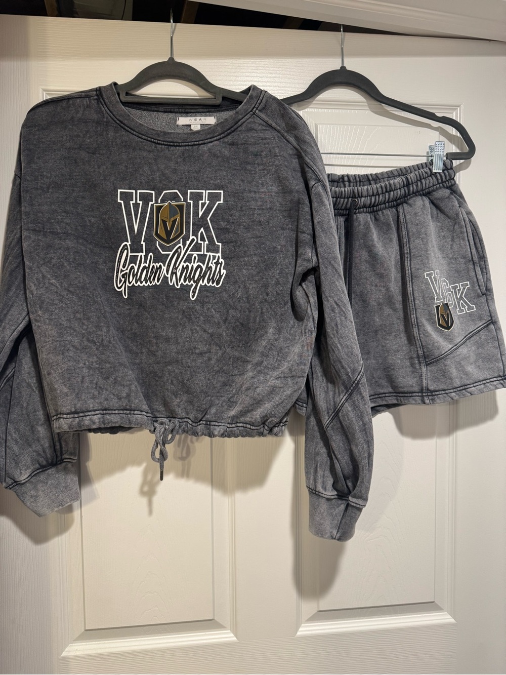 Golden Knights WEAR by Erin Andrews Black Washed Fleece Sweatshirt & Shorts Set